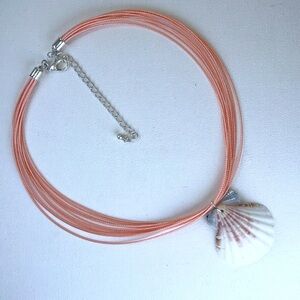 Artisan Handmade Genuine Sea Shell Motivational Pink Cord Necklace Bohemian